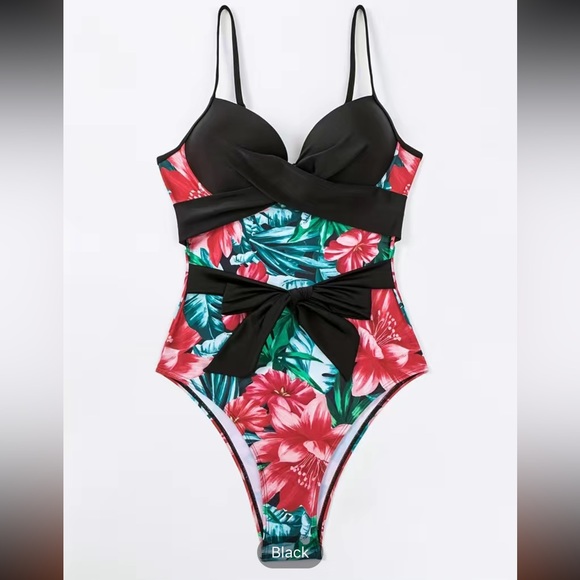 Boho tropical floral print one piece swimsuit - Picture 10 of 16